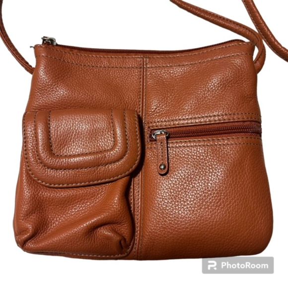 Tignanello Orange Brown Gen Leather Crossbody Bag - Picture 2 of 14